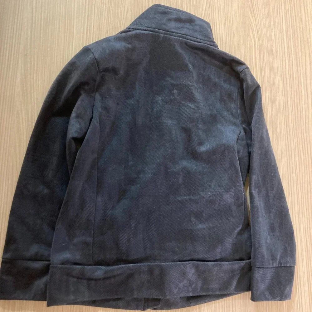 Adidas Windbreaker Jacket 4/4T Black and Blue Full Zip Polyester Pockets Logo